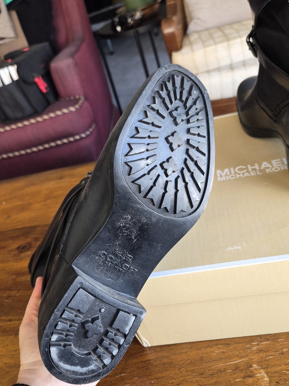 Coach Zena Black Mid-Calf Fleece-Lined Heeled Boots - Picture 5 of 11